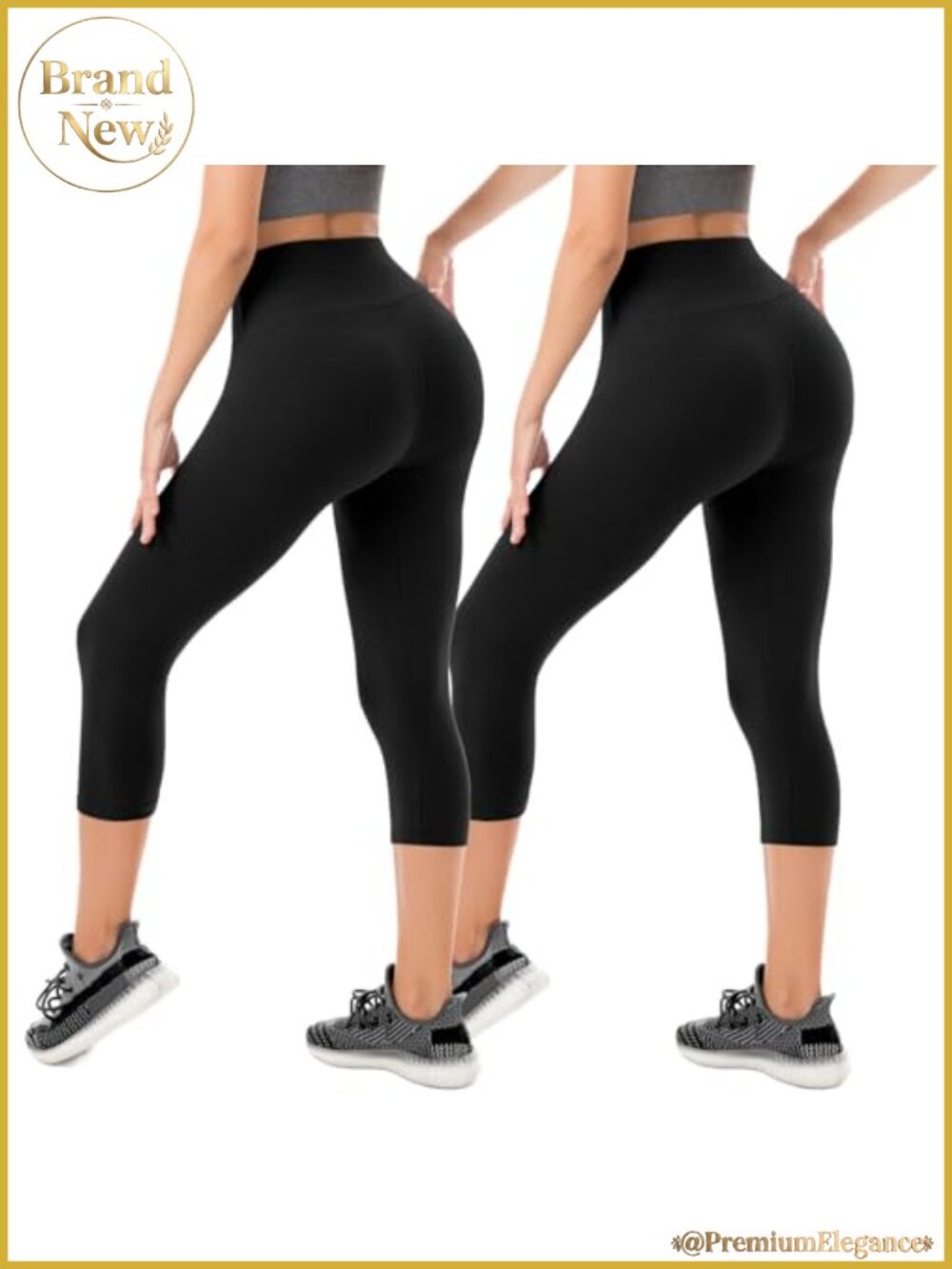 High Waisted Capri Leggings 2 Pack Tummy Control Yoga Workout